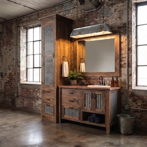Linen Cabinet -  Rustic Reclaimed Barnwood Linen Cabinet w/Barn Tin #3899