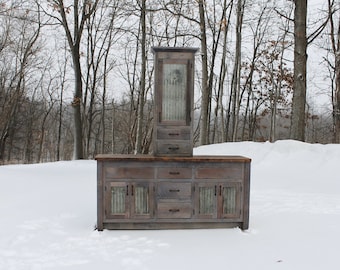 Handmade Rustic Bathroom Vanity (72") Dual Sink - Reclaimed Barn Wood Vanity (Weathered Grey Finish)  #9370