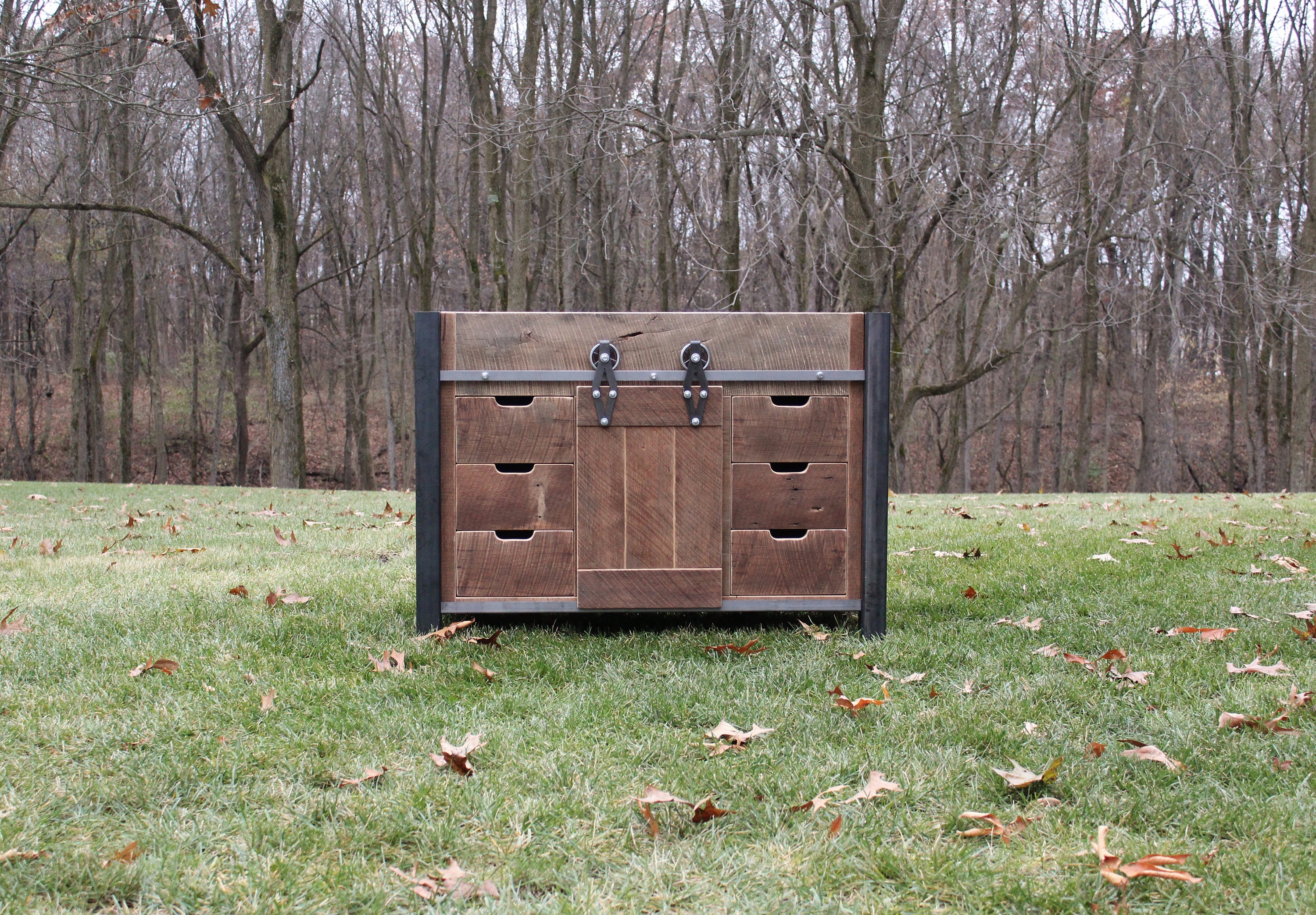 Rustic Industrial Vanity 48 Reclaimed Barn Wood Etsy