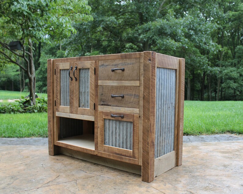 Rustic Island Reclaimed Barn Wood Island tin Doors 3317 Etsy