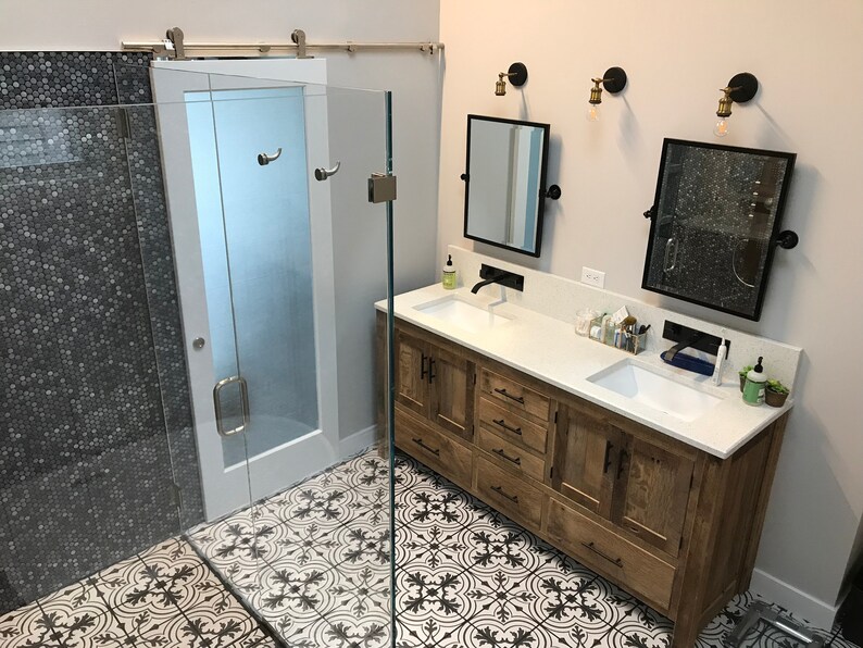 Rustic Bathroom Vanity 72 Dual Sink Reclaimed Barn Etsy