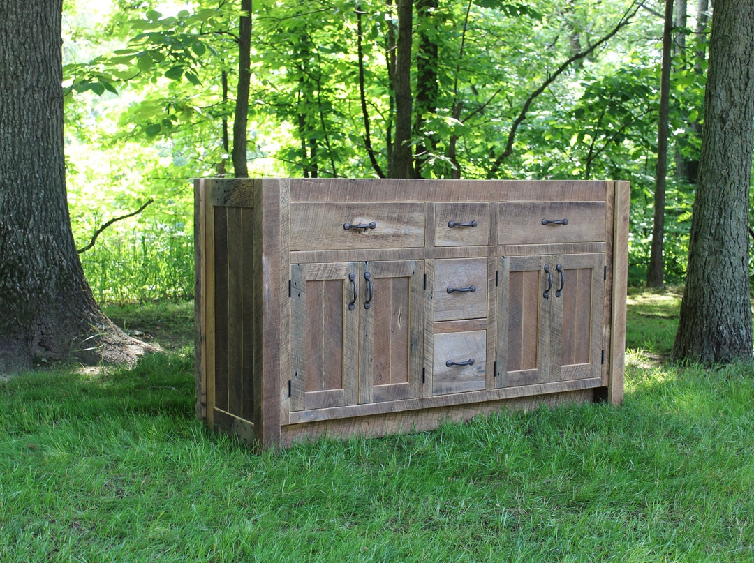 Rustic Bathroom Vanity 60 Dual Sink Reclaimed Barn Etsy