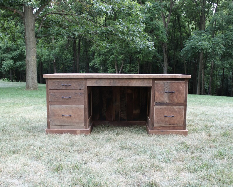 Rustic Desk Reclaimed Barn Wood W/tin 4407 Etsy