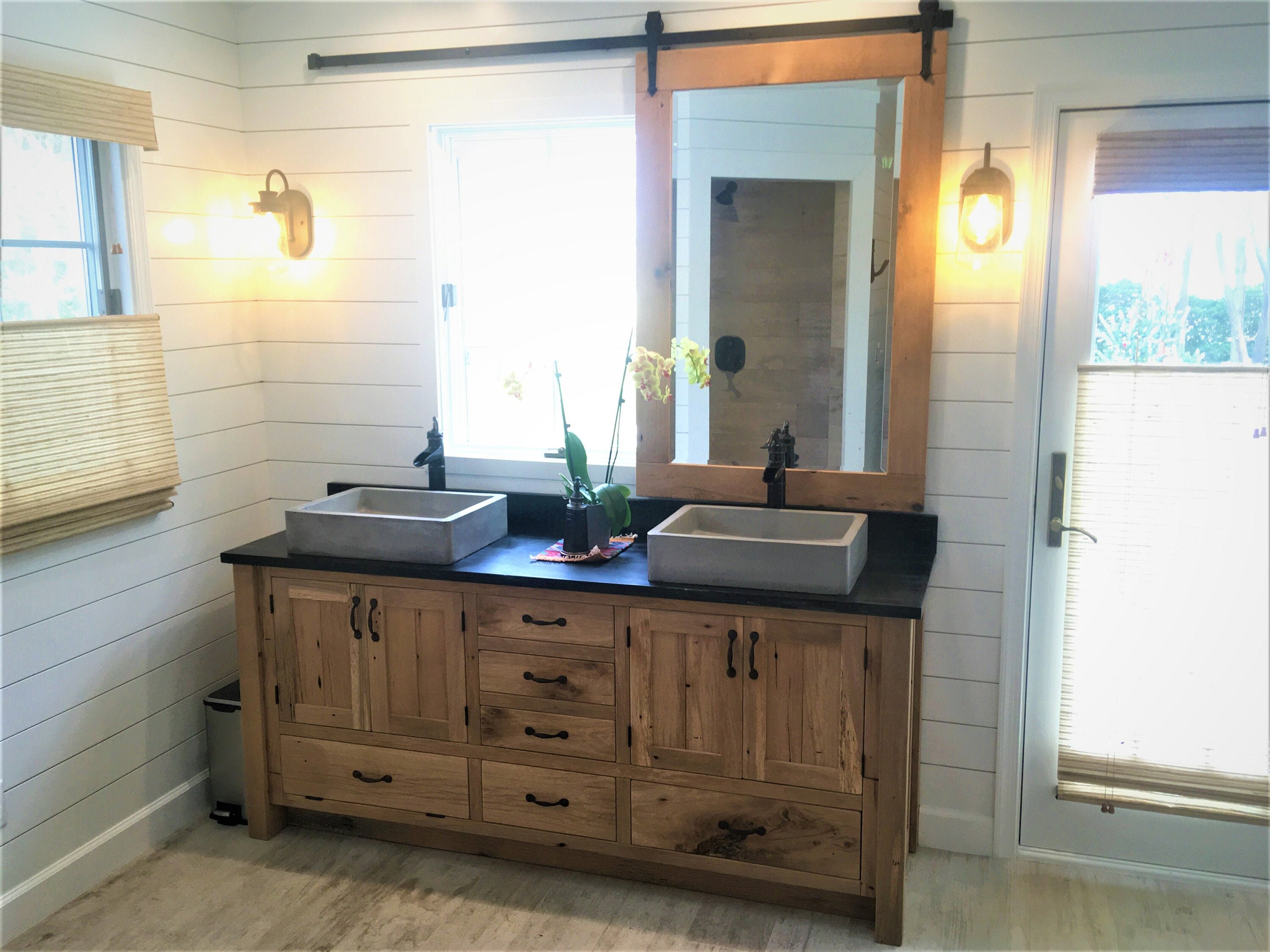 Rustic Bathroom Vanity 72 Dual Sink Reclaimed Barn Etsy