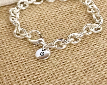 Personalised Silver plated Chain bracelet, gift for her, jewellery, accessory, bracelets, handmade, gift, gifts, Christmas gift