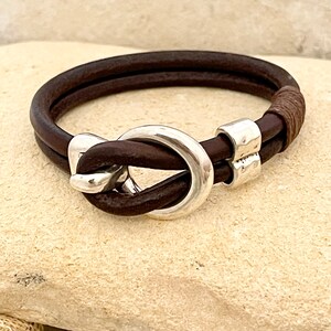 Leather bracelet with silver hook clasp and hammered silver bead, gift for her, jewellery, accessory, bracelets, handmade, gift, gifts image 9