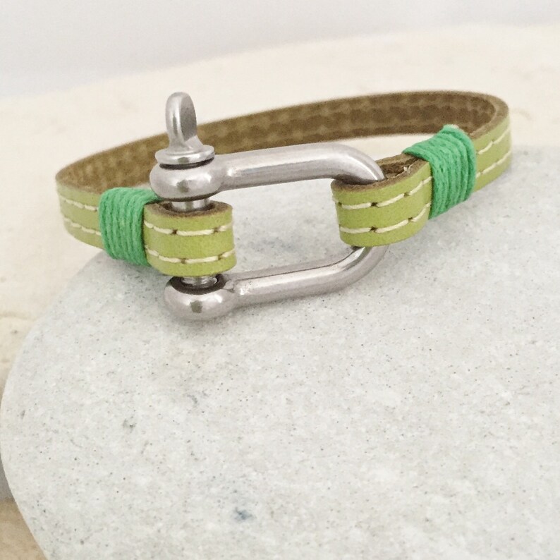 Sailing Nautical Shackle Leather Bracelet 5mm Wide Gift for Etsy