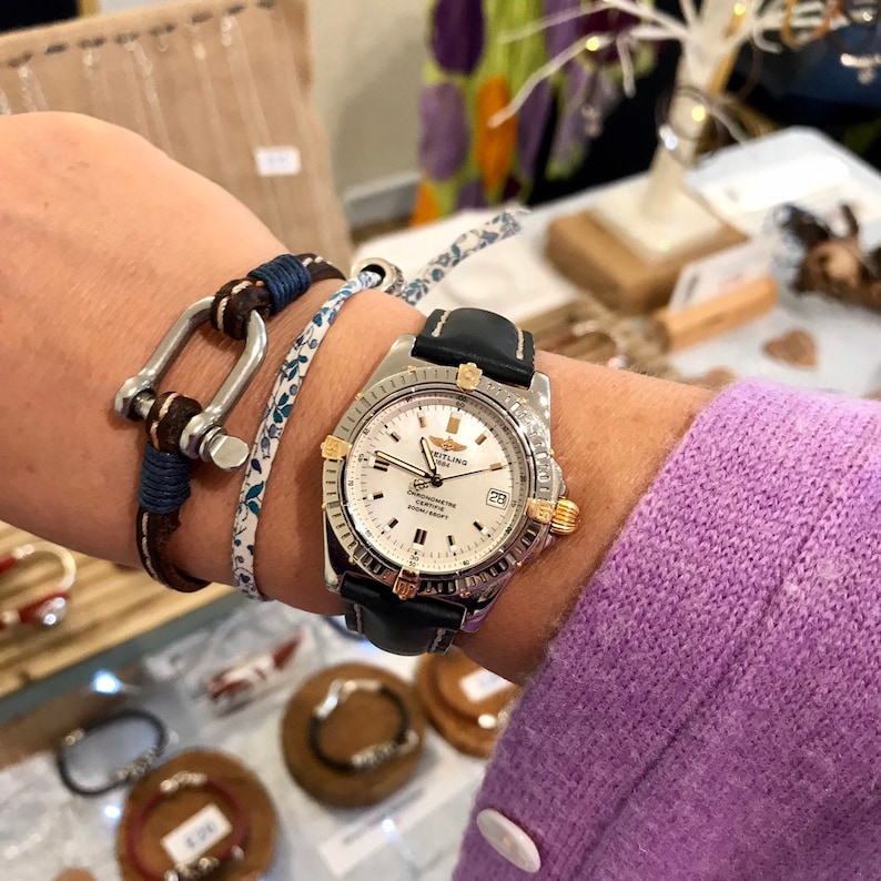 Sailing Nautical Shackle Leather Bracelet 5mm Wide Gift for Etsy