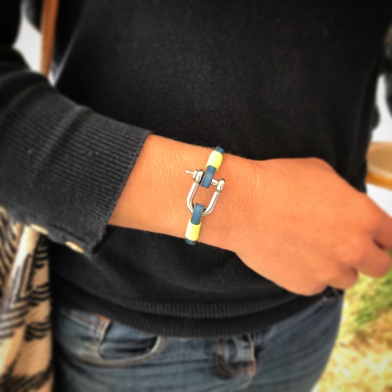 Sailing Nautical Shackle Leather Bracelet 5mm Wide Gift for Etsy