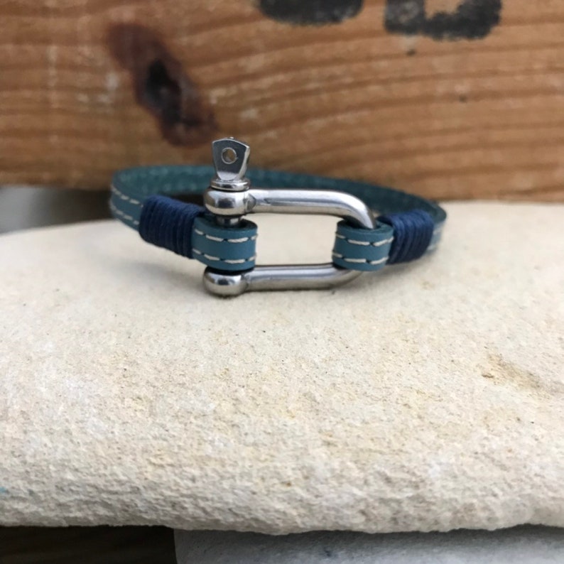 Sailing Nautical Shackle Leather Bracelet 5mm Wide Gift for Etsy