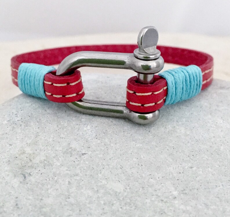 Sailing Nautical Shackle Leather Bracelet 5mm Wide Gift for Etsy