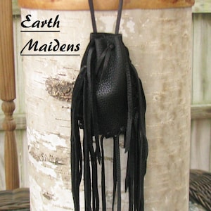 Native America Made Medicine Bag Black Deer Leather William Lattie Cherokee comes w/ Certificate of Authenticity FREE US SHIPPING