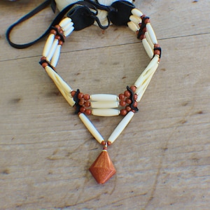 Native Choker w/ Pointed Goldstone Teardrop Pendant Native Made William Lattie Cherokee comes w/Certificate of Authenticity FREE US SHIPPING