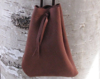 Bolsa de medicina de piel de venado de 5" de alto x 4" de ancho, caoba, William Lattie Cherokee. Certificado de autenticidad. Envío gratuito a EE. UU.