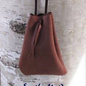 Deer Leather Medicine Bag 5"h x4" w Mahogany William Lattie Cherokee Certificate of Authenticity FREE US SHIPPING bild 1