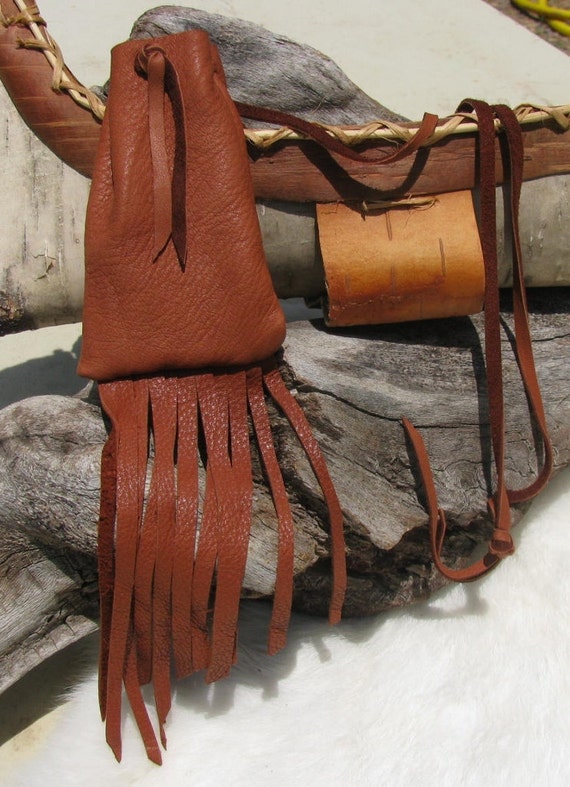 Native American Made Deer Leather Medicine Bag Size 4 h | Etsy