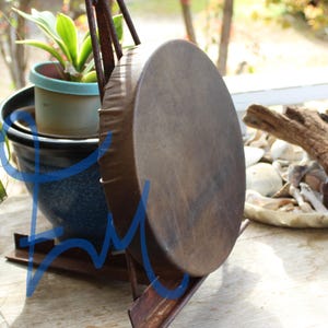 12" Buffalo Hide Hand Drum Native Made William Lattie Cherokee comes w/ Certificate of Authenticity FREE US SHIPPING image 2