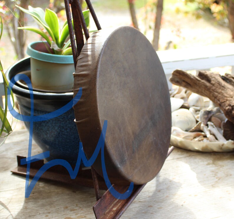 12" Buffalo Hide Hand Drum Native Made William Lattie Cherokee comes w/ Certificate of Authenticity FREE US SHIPPING image 2