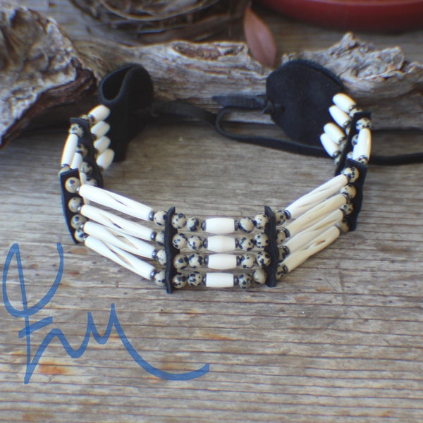 Native American Choker w/ Dalmatian Jasper Cherokee made William Lattie comes w/ Certificate of Authenticity FREE US SHIPPING