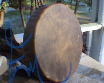 16" American Buffalo Hide Hand Drum Native American Made William Lattie Cherokee comes w/ Certificate of Authenticity FREE US SHIPPING