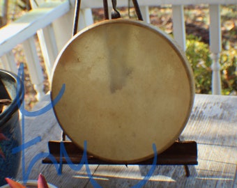 10" Elk Hide Hand Drum Native American Made William Lattie Cherokee comes w/ Certificate of Authenticity FREE US SHIPPING