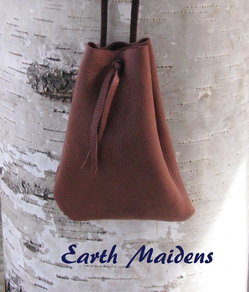 Deer Leather Medicine Bag 5"h x4" w Mahogany William Lattie Cherokee Certificate of Authenticity FREE US SHIPPING bild 1