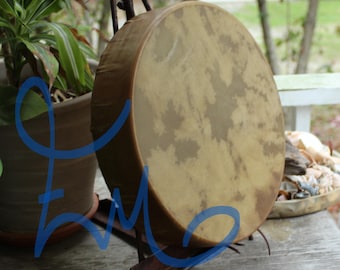 14" Elk Hide Hand Drum Native American Made William Lattie Cherokee Certificate of Authenticity FREE US SHIPPING