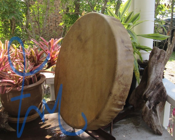 18" American Buffalo Hide Native American Made Hand Drum William Lattie Cherokee Certificate of Authenticity FREE US SHIPPING