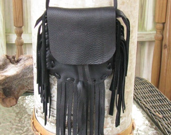 Native America Made Medicine Bag Black Deer Leather William Lattie Cherokee comes w/ Certificate of Authenticity FREE US SHIPPING