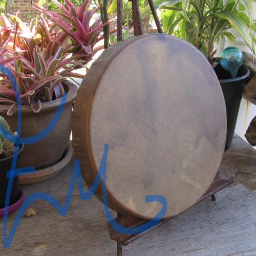 12" Buffalo Hide Hand Drum Native Made William Lattie Cherokee comes w/ Certificate of Authenticity FREE US SHIPPING