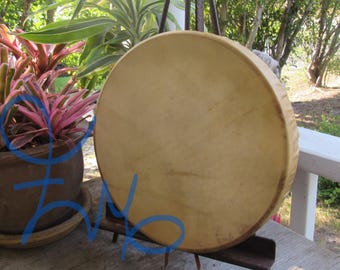 12" Deer Hide Hand Drum Native American Made William Lattie Cherokee comes w/ Certificate of Authenticity FREE US SHIPPING