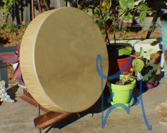 14" Deer Hide Hand Drum Native American Made William Lattie Cherokee Certificate of Authenticity FREE US SHIPPING