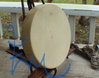 10" Deer Hide Hand Drum Native American Made William Lattie Cherokee comes w/ Certificate of Authenticity FREE US SHIPPING