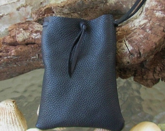 Deer Leather Medicine Bag 5"h x 4"w Black William Lattie Cherokee Certificate of Authenticity FREE US SHIPPING