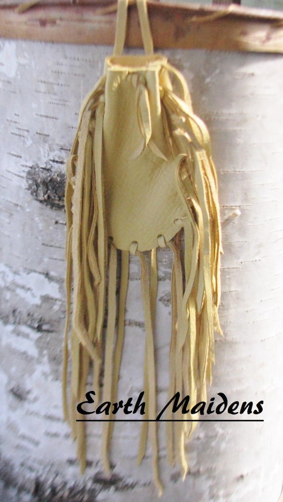 Native American Medicine Bag Palomino Color Deer Leather William Lattie Cherokee Cert of Auth FREE US SHIPPING