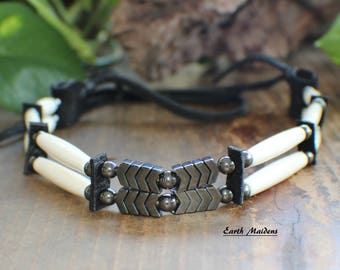 Native American Choker w/ Hematite 2 std William Lattie Cherokee Certificate of Authenticity FREE US SHIPPING