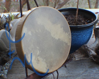 12" Elk Hide Hand Drum Native American Made William Lattie Cherokee comes w/ Certificate of Authenticity FREE US SHIPPING