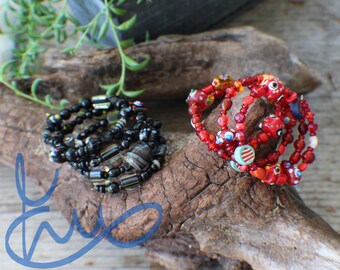 Set of 2 Wrap a Round Bracelets Black and Red Themed FREE US SHIPPING