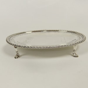 Antique Sterling Silver Footed Calling Card Tray