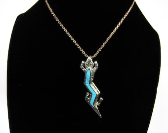 Navajo Sterling Silver Turquoise Lizard Gecko Pendant Archie Martinez