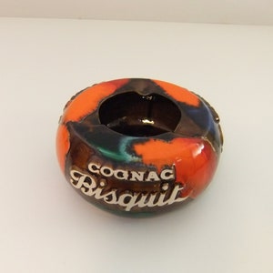 Vintage  Bisquit Cognac Brandy Advertising Ashtray French Ricard Pottery