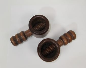 Vintage Teak Wooden Screw Clamp Nutcrackers