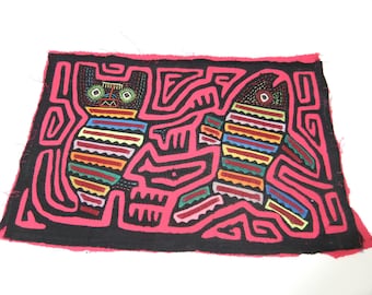 Vintage Mola Panel Fish Critter Animal