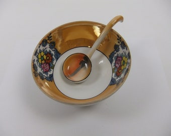 Noritake Morimura Nippon Japan Hand Painted Footed Bowl and Spoon