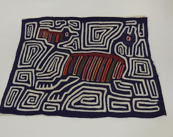 Vintage Mola Panel Deer Running Animal