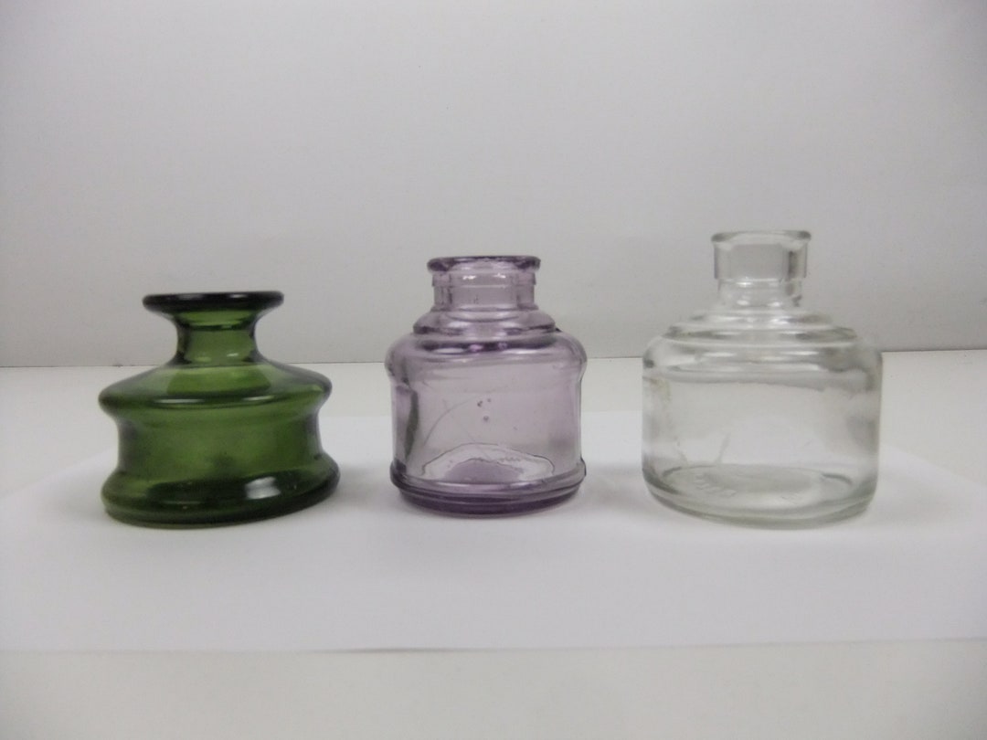 Three Glass Inkwells or Ink Bottles Anchor Hocking Dansk Etsy