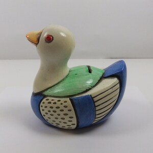 Vintage Hand Carved and Painted Duck Coin Bank