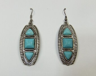 Vintage Southwestern Turquoise Sterling Silver Earrings