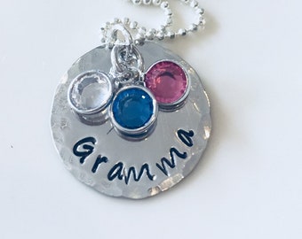 Gramma Grandchild Birthstone Necklace-Gramma Gift- Gramma Present-Gifts for Gramma-Gramma Necklace-Gramma Jewelry-Gift from Grandkids