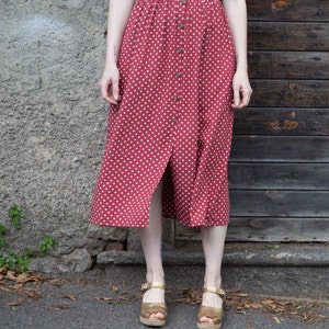 Glendale Skirt // Gonna midi in viscosa borgogna a pois